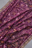 Purplish Wine color Pure Patola saree with maggam work border