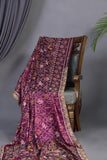 Purplish Wine color Pure Patola saree with maggam work border