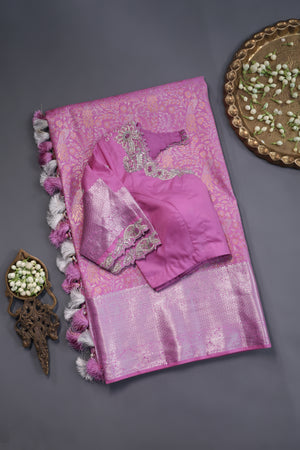 Pure Kanjeevaram Silk Saree - The Pink Dream of Royal Elegance