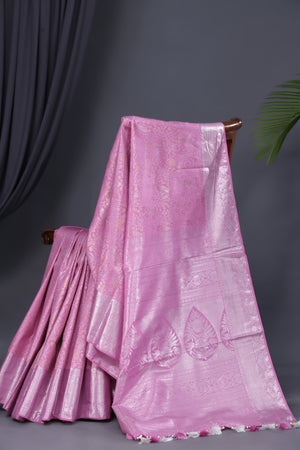 Pure Kanjeevaram Silk Saree - The Pink Dream of Royal Elegance