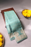 Raw Mango pattu saree in aqua blue