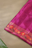 A beautiful kanjeevaram saree in peach with resham thread work floral border