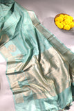 Raw Mango pattu saree in aqua blue