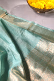 Raw Mango pattu saree in aqua blue