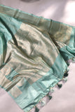 Raw Mango pattu saree in aqua blue