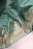 Raw Mango pattu saree in aqua blue