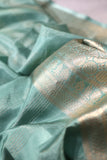 Raw Mango pattu saree in aqua blue
