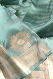 Raw Mango pattu saree in aqua blue