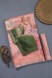 A lovely tussar floral saree with beautiful scalloped mirror embroidery
