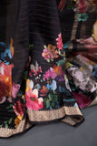 A lovely soft silk floral saree in black with a mirror work blouse