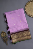 Pure Gadwal Saree in Lavender & Brown combo