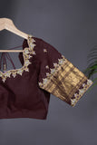 Pure Gadwal Saree in Lavender & Brown combo