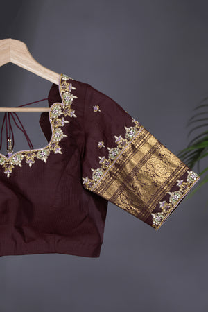 Pure Gadwal Saree in Lavender & Brown combo