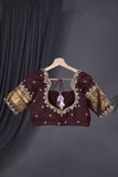 Pure Gadwal Saree in Lavender & Brown combo