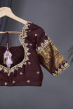 Pure Gadwal Saree in Lavender & Brown combo