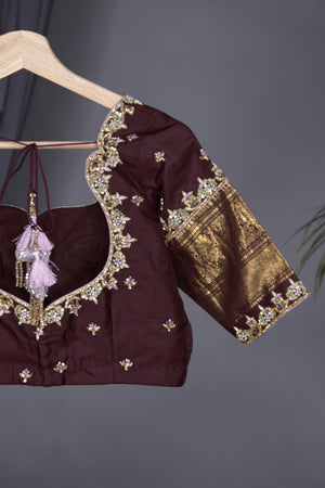 Pure Gadwal Saree in Lavender & Brown combo