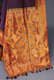 Pure Gadwal Tissue Saree in a rich deep plum color