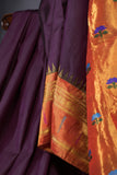 Pure Gadwal Tissue Saree in a rich deep plum color