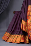 Pure Gadwal Tissue Saree in a rich deep plum color