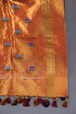 Pure Gadwal Tissue Saree in a rich deep plum color