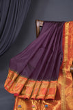 Pure Gadwal Tissue Saree in a rich deep plum color