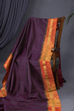 Pure Gadwal Tissue Saree in a rich deep plum color