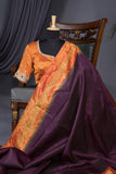 Pure Gadwal Tissue Saree in a rich deep plum color