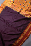 Pure Gadwal Tissue Saree in a rich deep plum color