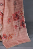 A lovely tussar floral saree with beautiful scalloped mirror embroidery