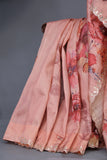A lovely tussar floral saree with beautiful scalloped mirror embroidery