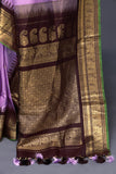 Pure Gadwal Saree in Lavender & Brown combo
