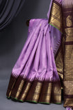Pure Gadwal Saree in Lavender & Brown combo