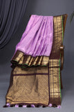 Pure Gadwal Saree in Lavender & Brown combo