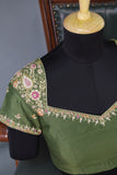 A lovely tussar floral saree with beautiful scalloped mirror embroidery