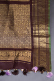 Pure Gadwal Saree in Lavender & Brown combo