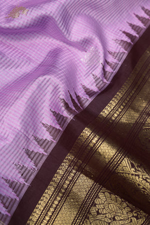 Pure Gadwal Saree in Lavender & Brown combo