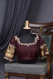 Pure Gadwal Saree in Lavender & Brown combo