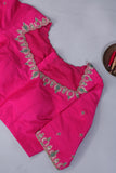 Light weight silk saree in blue and pink