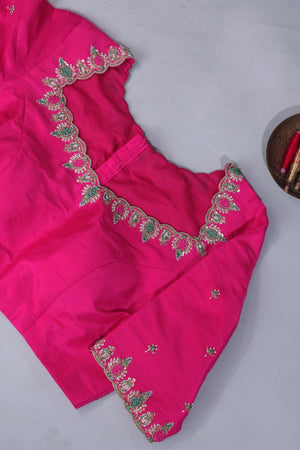 Light weight silk saree in blue and pink