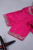 Light weight silk saree in blue and pink