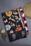 A lovely soft silk floral saree with beautiful satin border