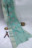 Light weight silk saree in blue and pink