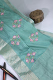 Light weight silk saree in blue and pink