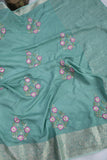 Light weight silk saree in blue and pink