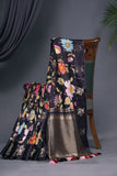 A lovely soft silk floral saree with beautiful satin border