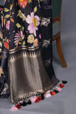 A lovely soft silk floral saree with beautiful satin border