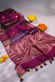 Banarasi Kora silk saree in hues of purple