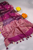 Banarasi Kora silk saree in hues of purple