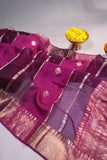Banarasi Kora silk saree in hues of purple