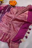 Banarasi Kora silk saree in hues of purple